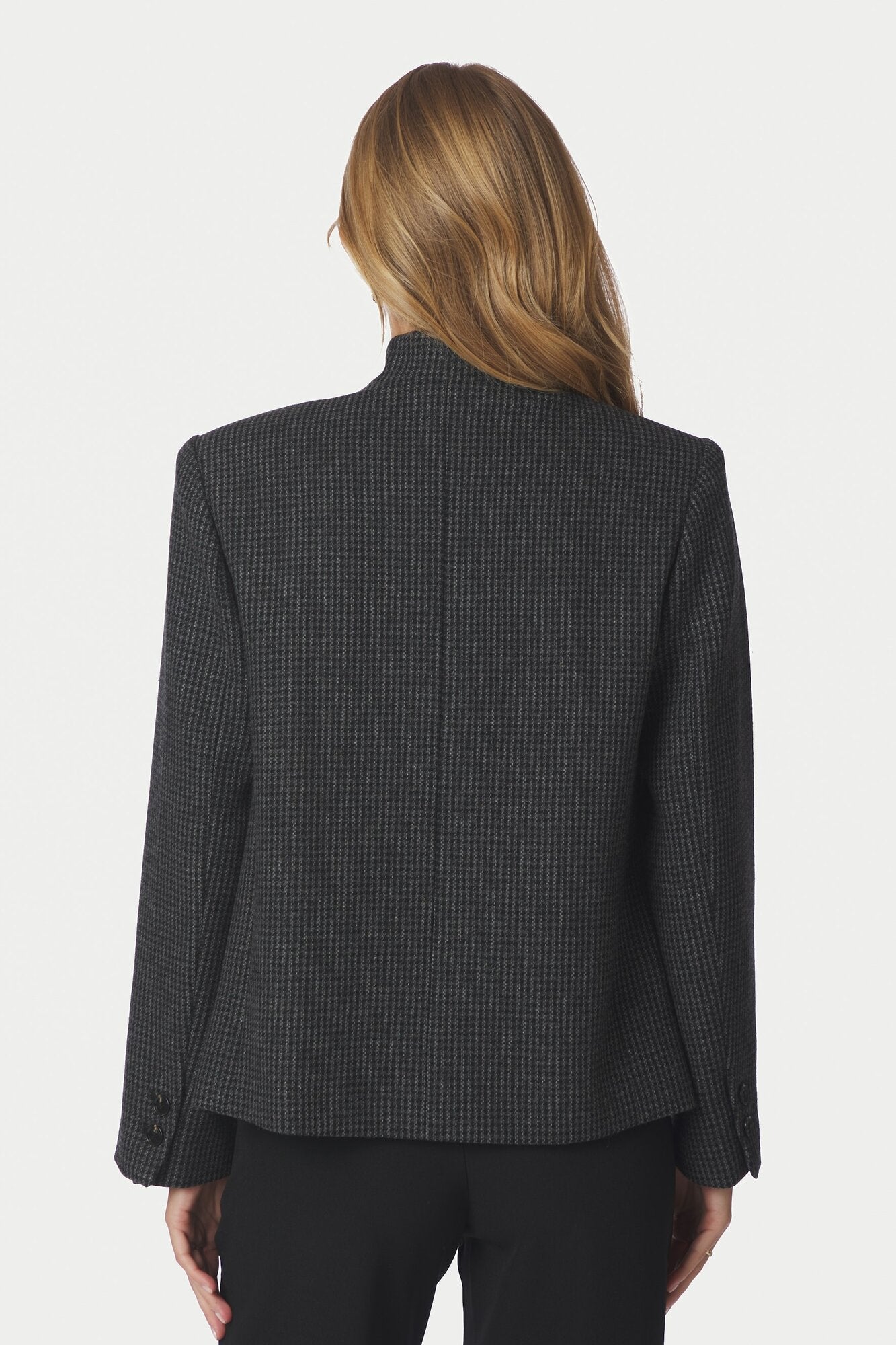 Paria Check figursyet blazer – Dark Grey
